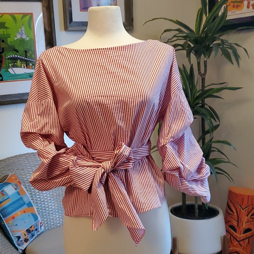Zara wrap puff sleeve top sz M
